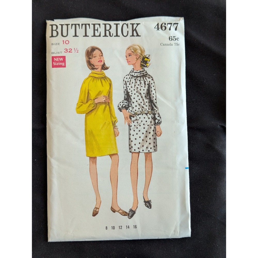 VTG 1968 Butterick 4677 Dress Size 10 Uncut Mod Sewing Pattern